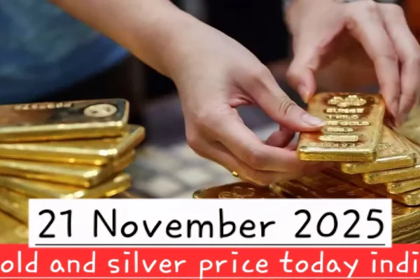 Gold silver price today india 21 November 2025 के लिए भारत में 24 कैरेट सोना और 999 चांदी के ताज़ा रेट दिखाती इन्फोग्राफिक इमेज