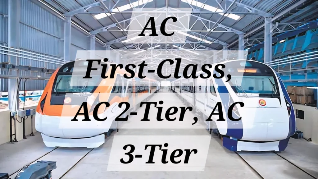 फैक्ट्री यार्ड में खड़ी Vande Bharat Sleeper Train का बाहरी नीला-सफेद प्रोटोटाइप कोच दृश्य