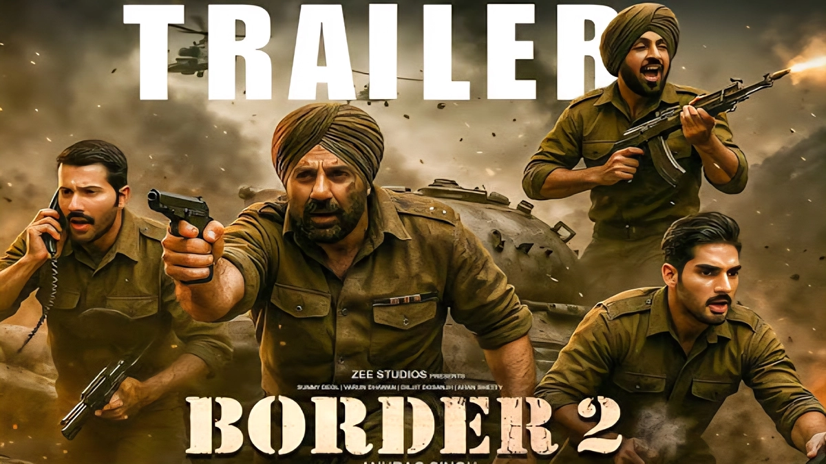 Border 2 का मल्टी-स्टार फौजी पोस्टर जारी Border 2 के पोस्टर में Sunny Deol, Varun Dhawan और अन्य कलाकार रणभूमि में देशभक्ति के जोश के साथ नजर आए, लुक वायरल हो गया