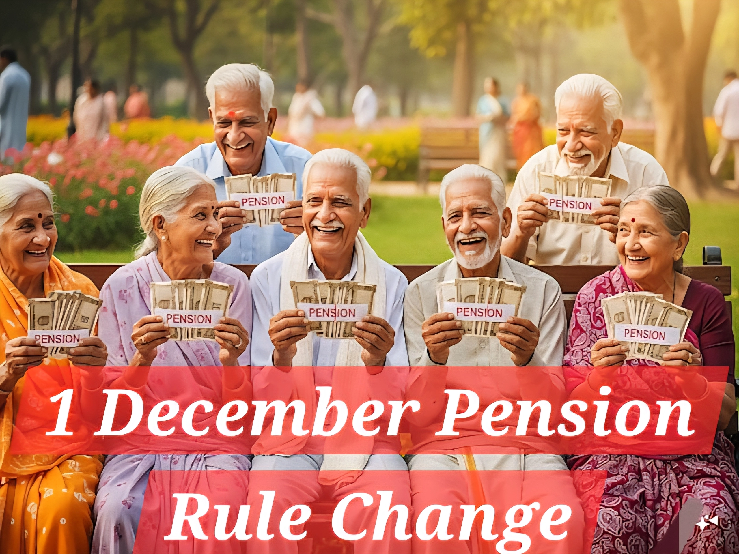 1 December Rule Change Pension Updates Govt 1 December Rule Change पेंशन अपडेट और जीवन प्रमाण पत्र की अंतिम तारीख संबंधी जानकारी दर्शाती वरिष्ठ नागरिकों की छवि