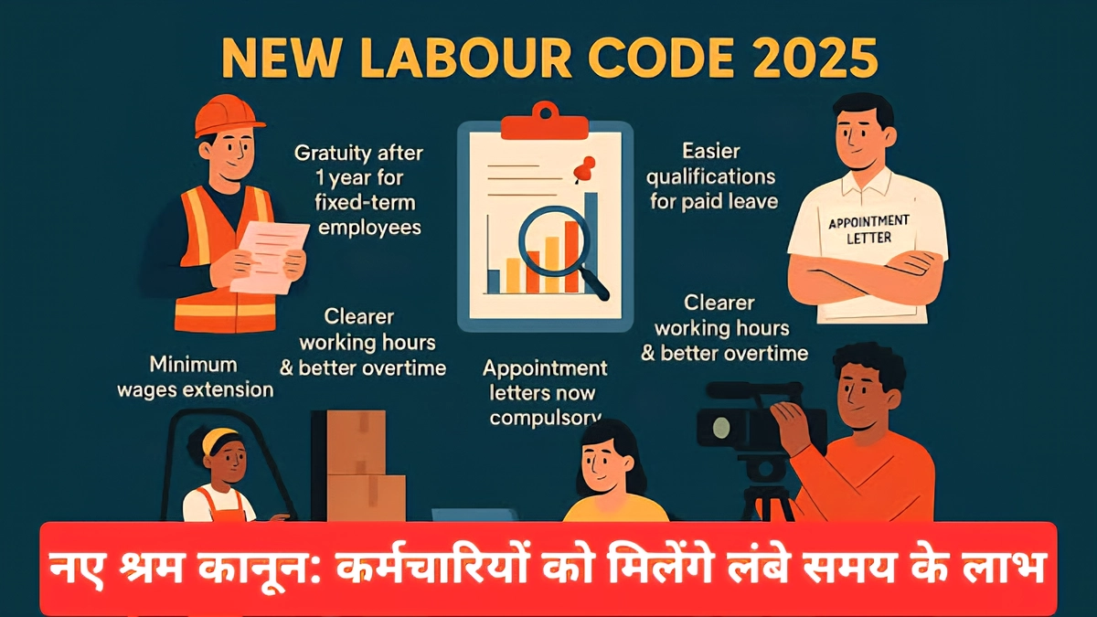 New labour laws india के तहत PF, ग्रेच्युटी, ओवरटाइम और महिलाओं की सुरक्षा में बड़े बदलाव किए गए हैं, जिससे कर्मचारियों को दीर्घकालिक लाभ मिलेगा।