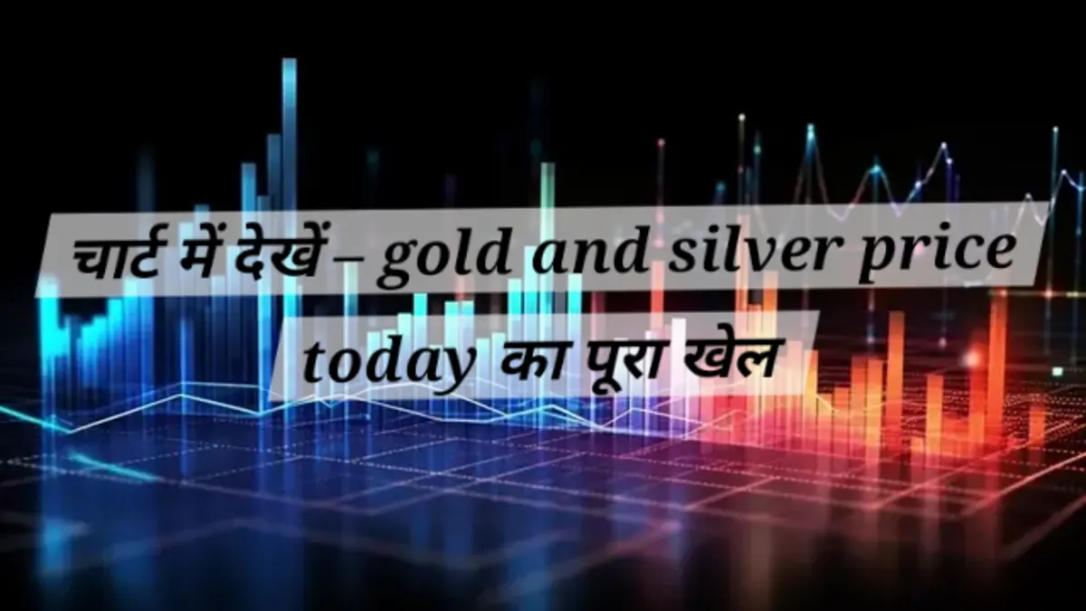 gold and silver price today: चार्ट और टेबल विश्लेषण gold and silver price today का चार्ट और टेबल, जिसमें सोना-चांदी के आज और कल के रेट, ₹ में गिरावट-बढ़त और प्रतिशत बदलाव दिखाया गया है