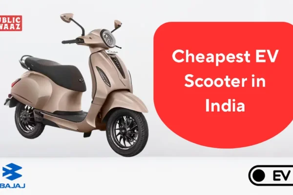 cheapest ev scooter bajaj chetak 3001 in India की तस्वीर जिसमें नया बजाज चेतक इलेक्ट्रिक स्कूटर दिखाया गया है