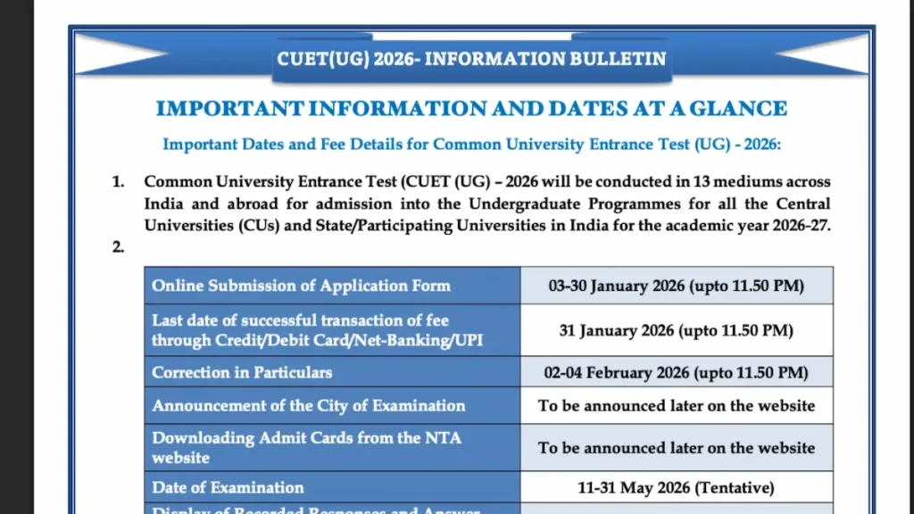 CUET UG 2026 Apply Registration