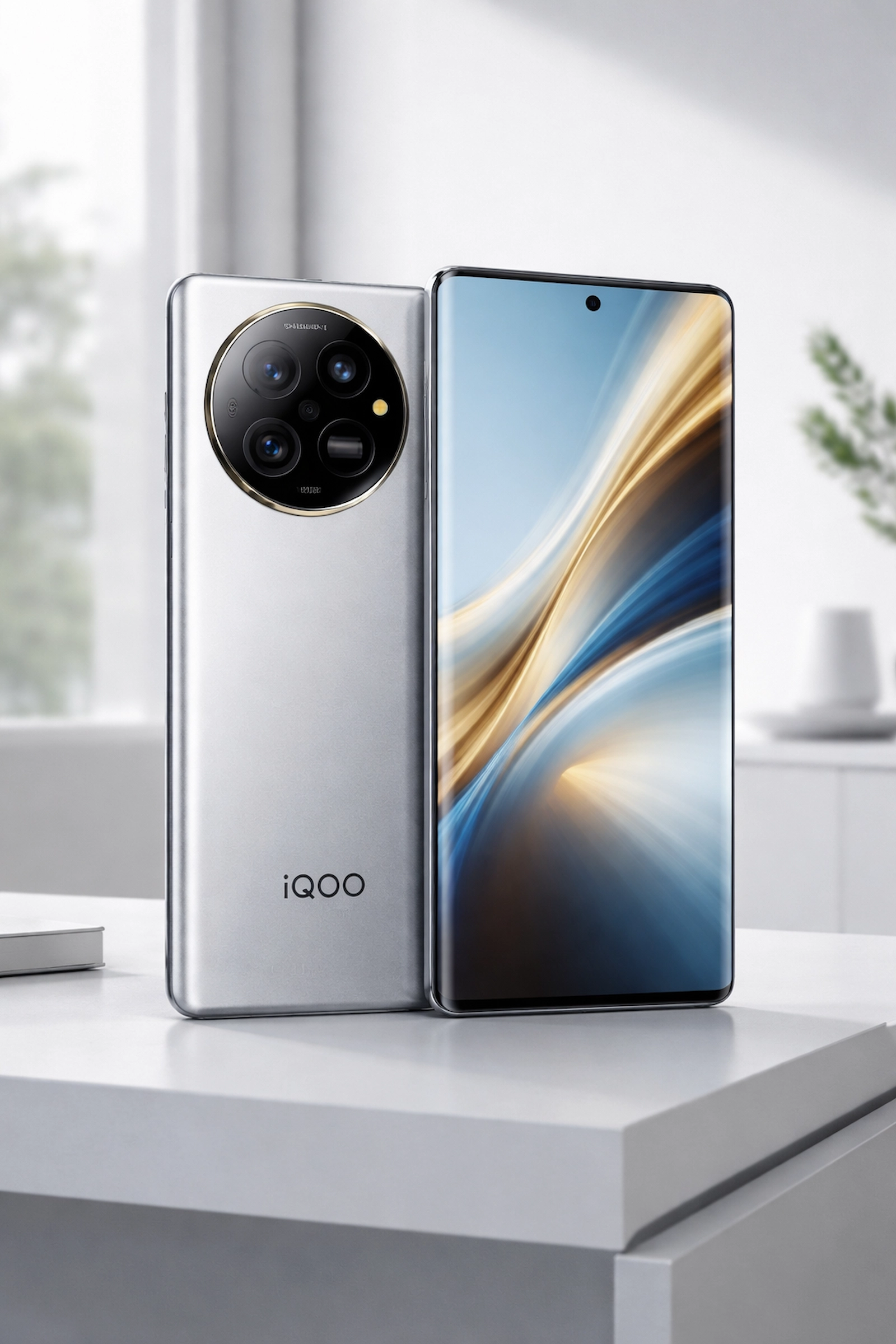 iQOO 15 Ultra स्मार्टफोन को उसके पैकिंग बॉक्स के साथ दिखाते हुए, जिसमें कैमरा और डिज़ाइन स्पष्ट हैं।