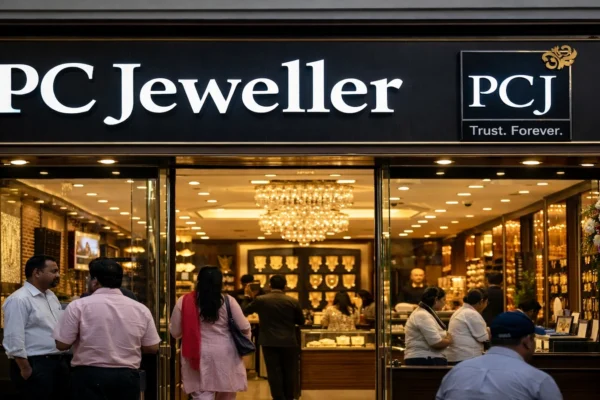pc jeweller shares पर बाजार की नजर, भारत में PC Jeweller शोरूम की वास्तविक तस्वीर