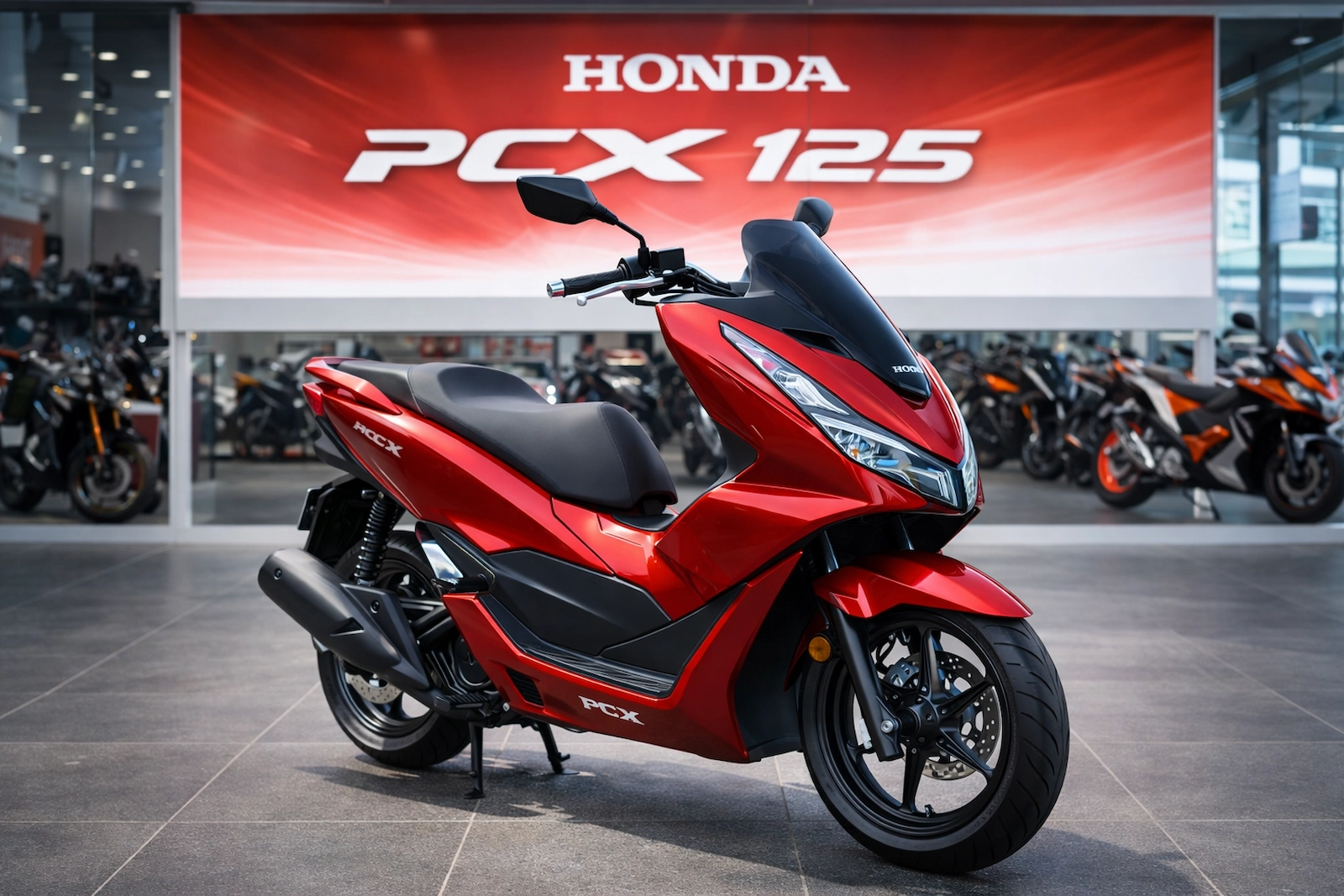 Honda PCX 125 स्कूटर शोरूम में, आकर्षक डिज़ाइन और बेहतरीन प्रदर्शन