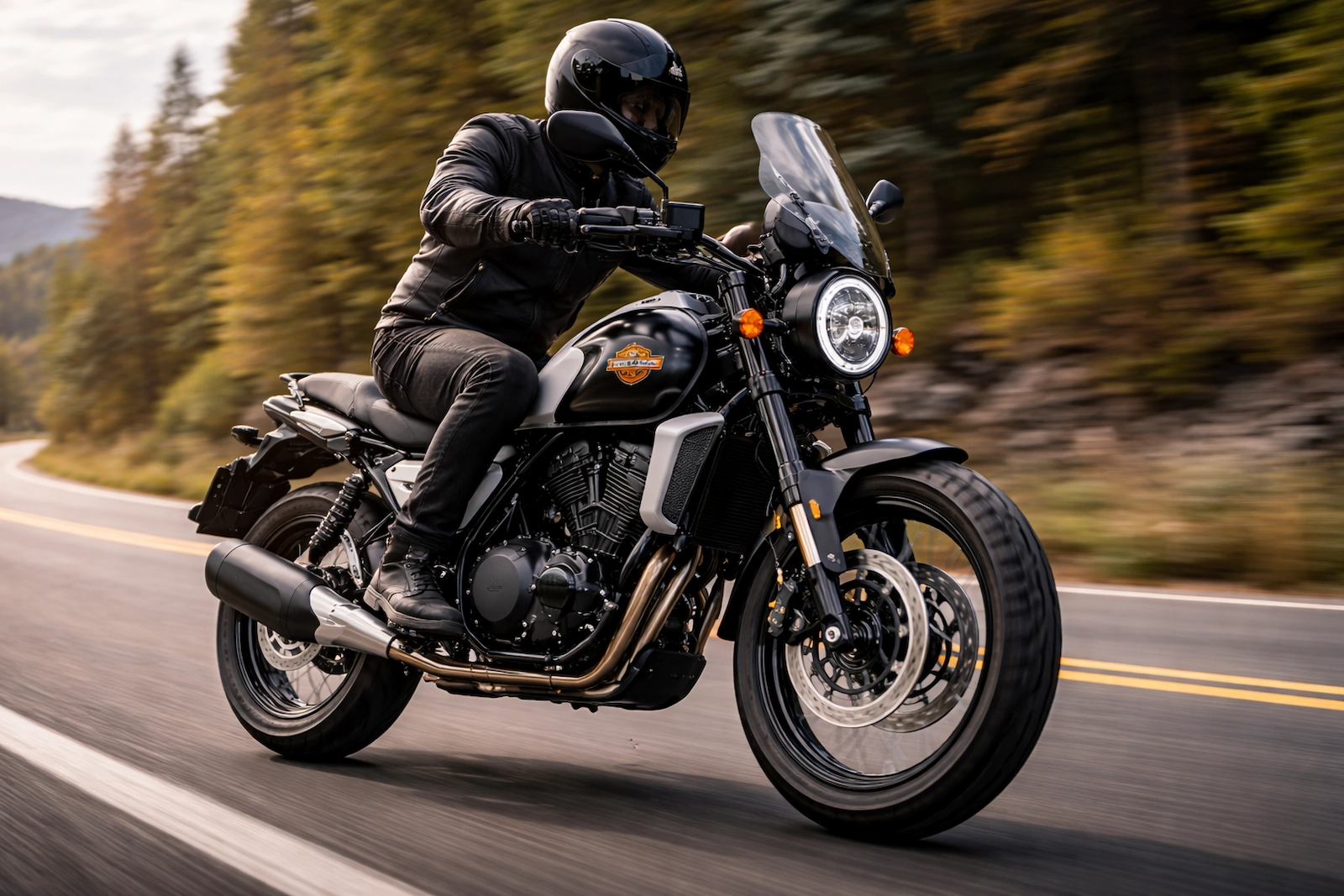 Harley-Davidson X440 T, राइडर के साथ सड़क पर तेज़ गति में, बेहतरीन डिज़ाइन और परफॉर्मेंस के साथ