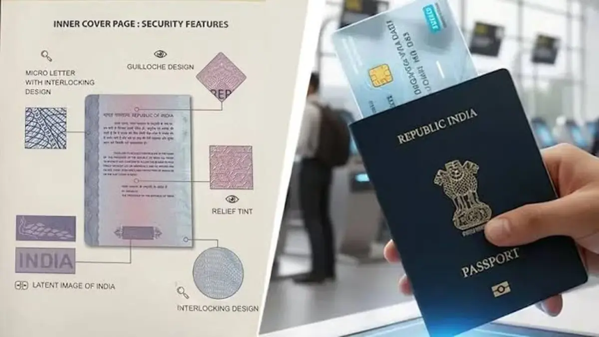e-passport चिप के साथ भारतीय पासपोर्ट का कवर