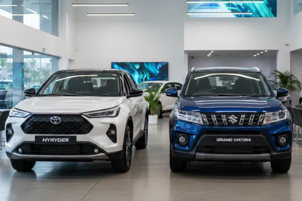 Toyota Urban Cruiser Hyryder vs Maruti Suzuki Grand Vitara SUV Design Comparison