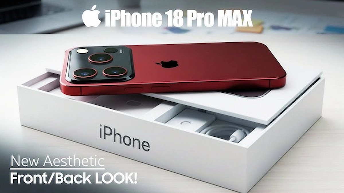 Apple iPhone 18 Pro Max का नया लाल रंग और बैक डिजाइन। iPhone 18 Pro Max के खूबसूरत लुक को देखें।