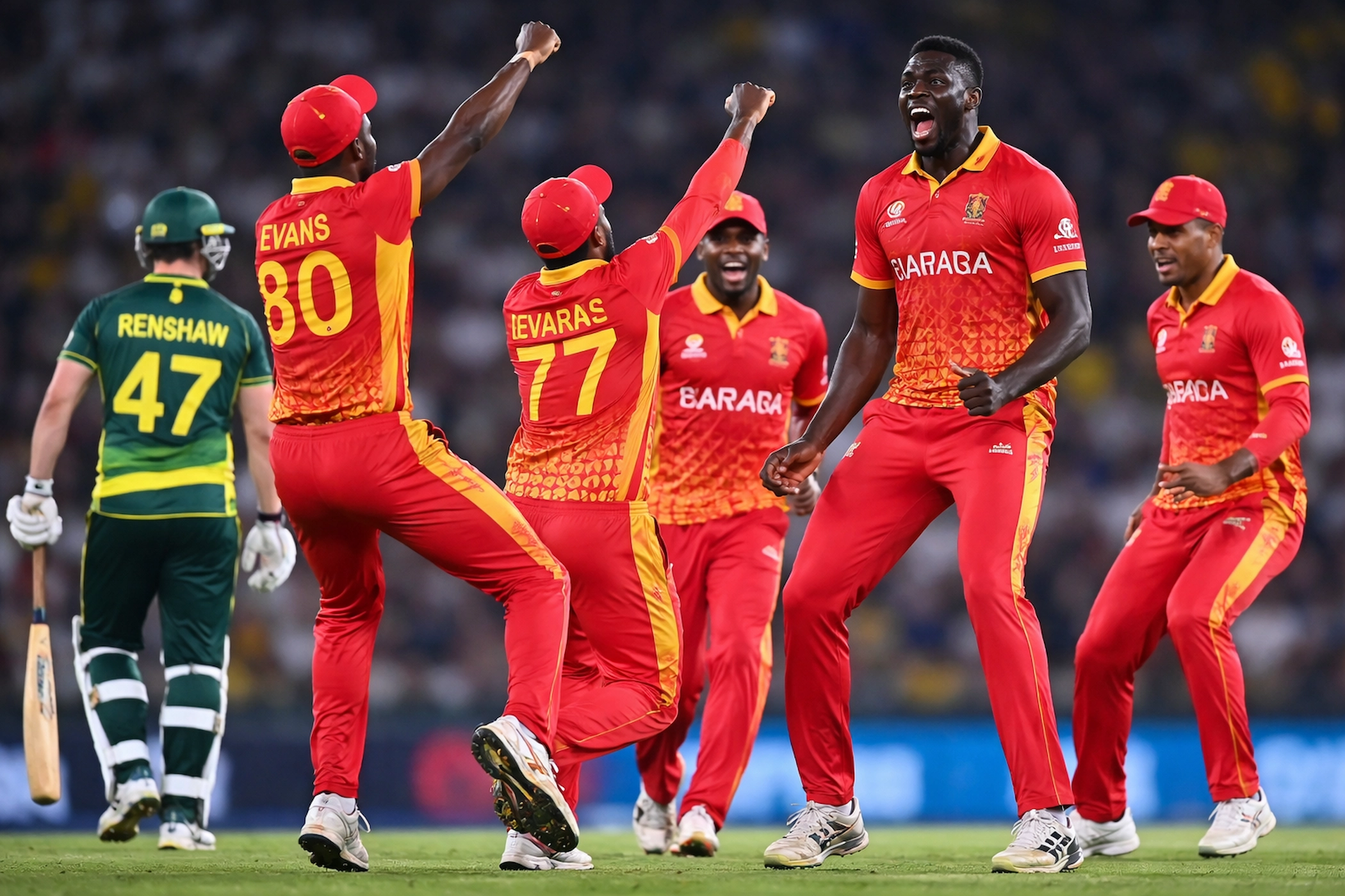 Zimbabwe vs Australia T20 World Cup 2026: 19 साल बाद ज़िम्बाब्वे की ऐतिहासिक जीत, ऑस्ट्रेलिया को 23 रन से हराया 1 Zimbabwe vs Australia T20 World Cup 2026 में मुज़ारबानी विकेट लेते हुए जश्न मनाते