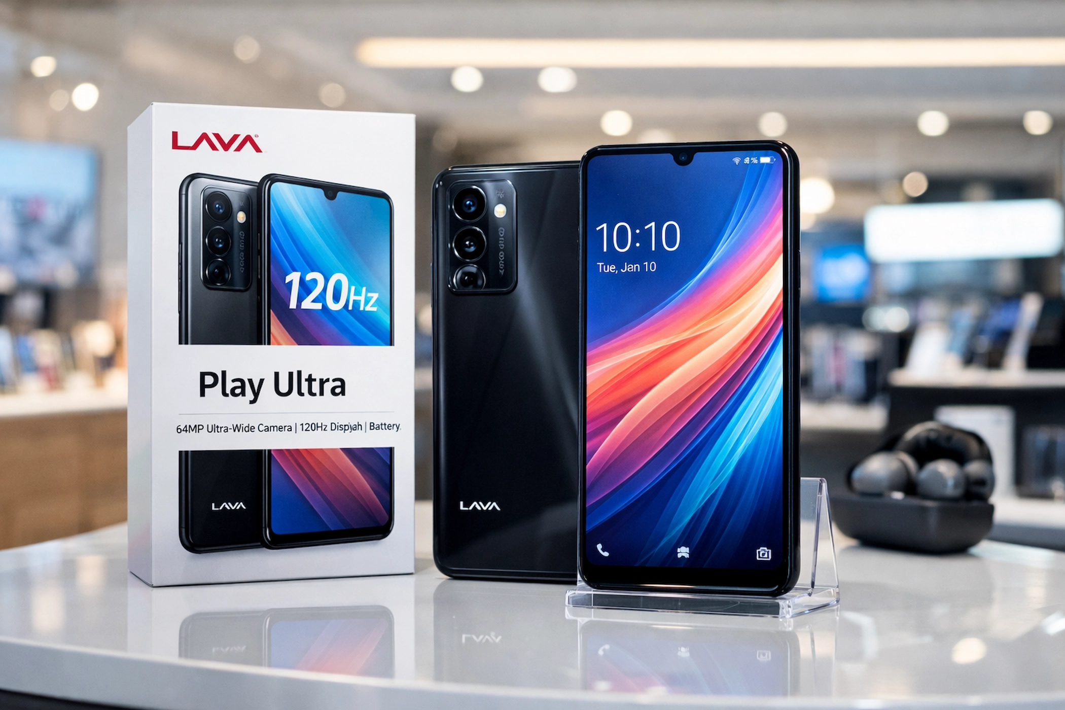 Lava Play Ultra का रियर डिजाइन और 64MP + Ultra-wide कैमरा मॉड्यूल 14,999 रुपये की कीमत में प्रीमियम लुक