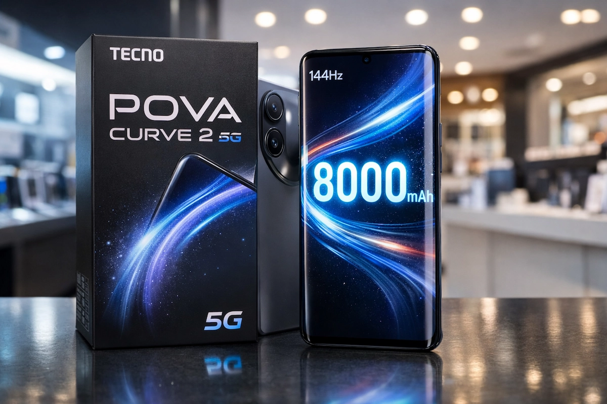 Tecno Pova Curve 2 5G भारत में लॉन्च: 144Hz Curved AMOLED, 8000mAh बैटरी और Dimensity 7100 के साथ दमदार एंट्री 1 Tecno Pova Curve 2 5G का 144Hz कर्व्ड AMOLED डिस्प्ले और 8000mAh बैटरी वाला स्मार्टफोन फ्रंट व्यू
