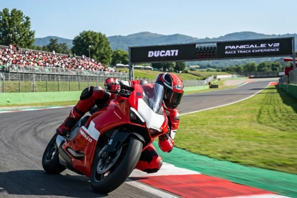 Ducati Panigale V2 साइड प्रोफाइल इमेज जिसमें स्पोर्टी बॉडी शेप, एलॉय व्हील और ड्यूल डिस्क ब्रेक साफ दिखाई दे रहे हैं