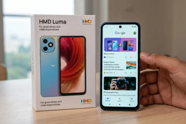 HMD Luma स्मार्टफोन का रियर कैमरा डिजाइन, 50MP AI कैमरा, 5000mAh बैटरी और बजट 4G फीचर्स के साथ दिखाया गया
