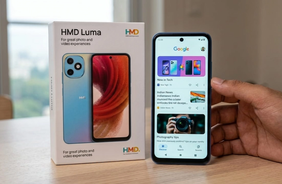 बजट में प्रीमियम फील! HMD Luma की भारत में एंट्री, 120Hz डिस्प्ले देख उड़ जाएंगे होश। 1 HMD Luma स्मार्टफोन का रियर कैमरा डिजाइन, 50MP AI कैमरा, 5000mAh बैटरी और बजट 4G फीचर्स के साथ दिखाया गया