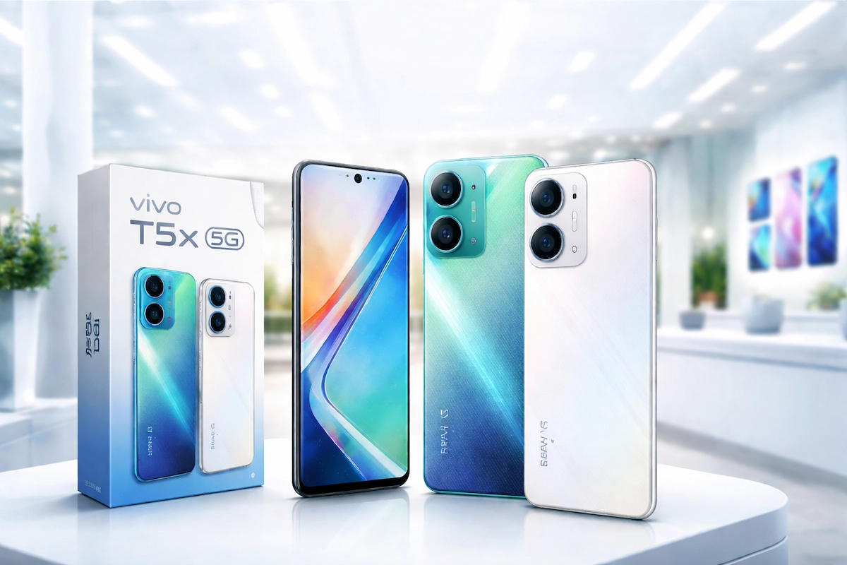 vivo T5x 5G 2026 इंडिया में लॉन्च, 7,200mAh बैटरी और शानदार कैमरा फीचर्स के साथ।