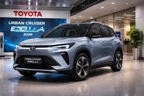 Toyota Urban Cruiser Ebella 2026 इलेक्ट्रिक SUV, टॉप स्पीड, रेंज और वेरिएंट्स के साथ लैपटॉप स्क्रीन या पोस्ट इमेज।
