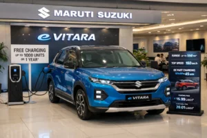 Maruti Suzuki e Vitara के वेरिएंट्स, कीमत और टॉप स्पीड, भारत में इलेक्ट्रिक SUV 2026 के सभी फीचर्स।