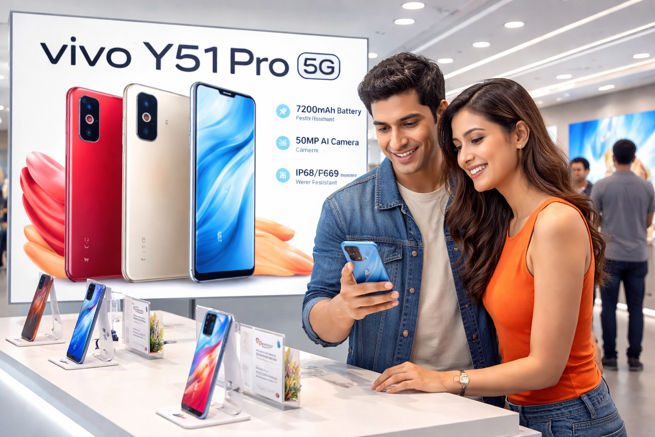 Vivo Y51 Pro 5G का 6.75 इंच FHD+ IPS LCD डिस्प्ले और मजबूत बिल्ड, IP68/IP69 वॉटरप्रूफ फीचर सहित